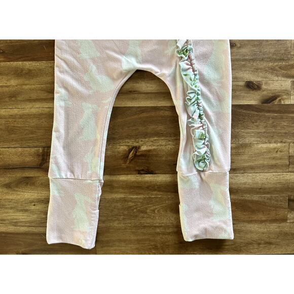 SweetHoney Dreamer Pajama Layette Pink Green Bunny Frolic Long Sleeve Ruffle 2T - Picture 4 of 8